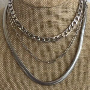 Cynthia Rowley Silver Tone Multi-Strand Layered Chain Necklace